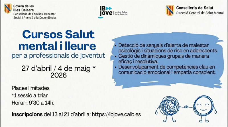 Cursos salut mental i lleure per a professionals de joventut