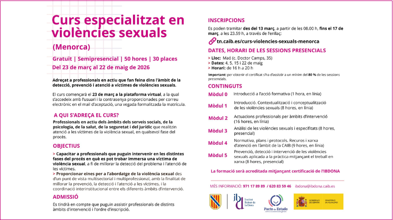 Curs especialitzat en violències sexuals